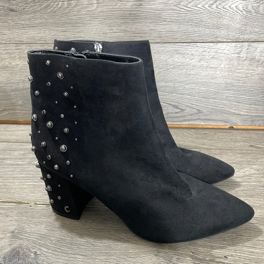 Circus by Sam Edelman Boots Womens 8 Black Studded Block Heel Pointed Toe Zip